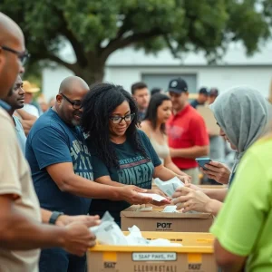 Volunteers assisting in flood recovery efforts in Texas