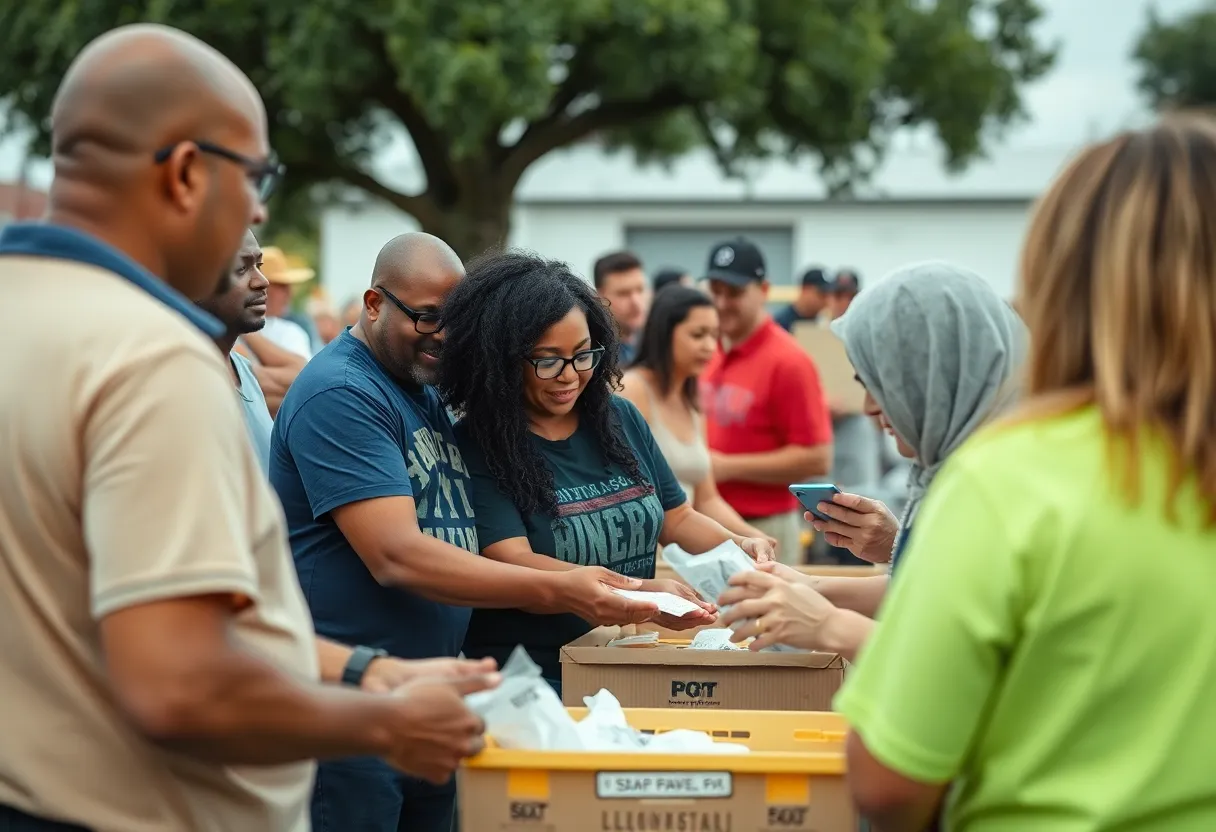 Volunteers assisting in flood recovery efforts in Texas