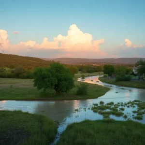 Scenic view of Texas Hill Country showing flood impact