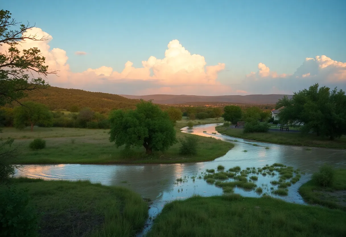 Scenic view of Texas Hill Country showing flood impact