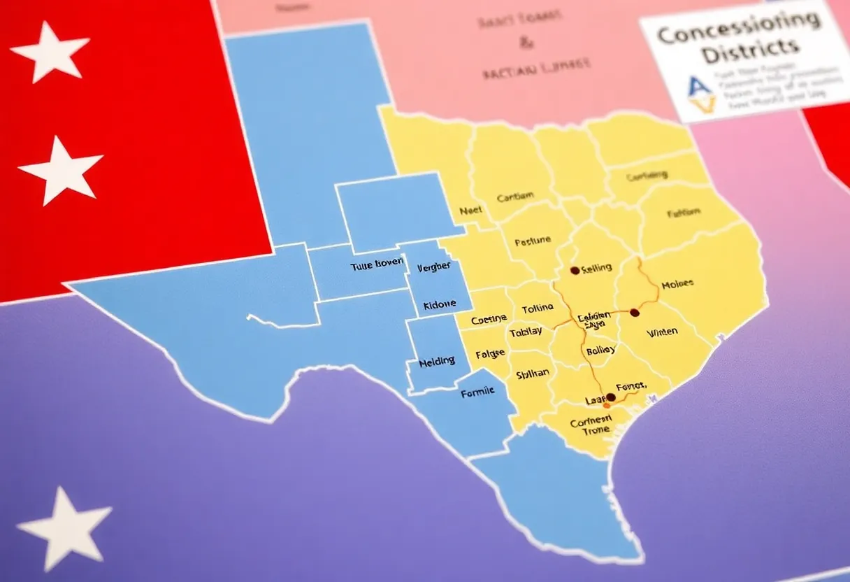 Political map of Texas showing proposed congressional district changes
