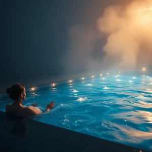 Poster for The Deep End film showcasing a mystical pool scene.