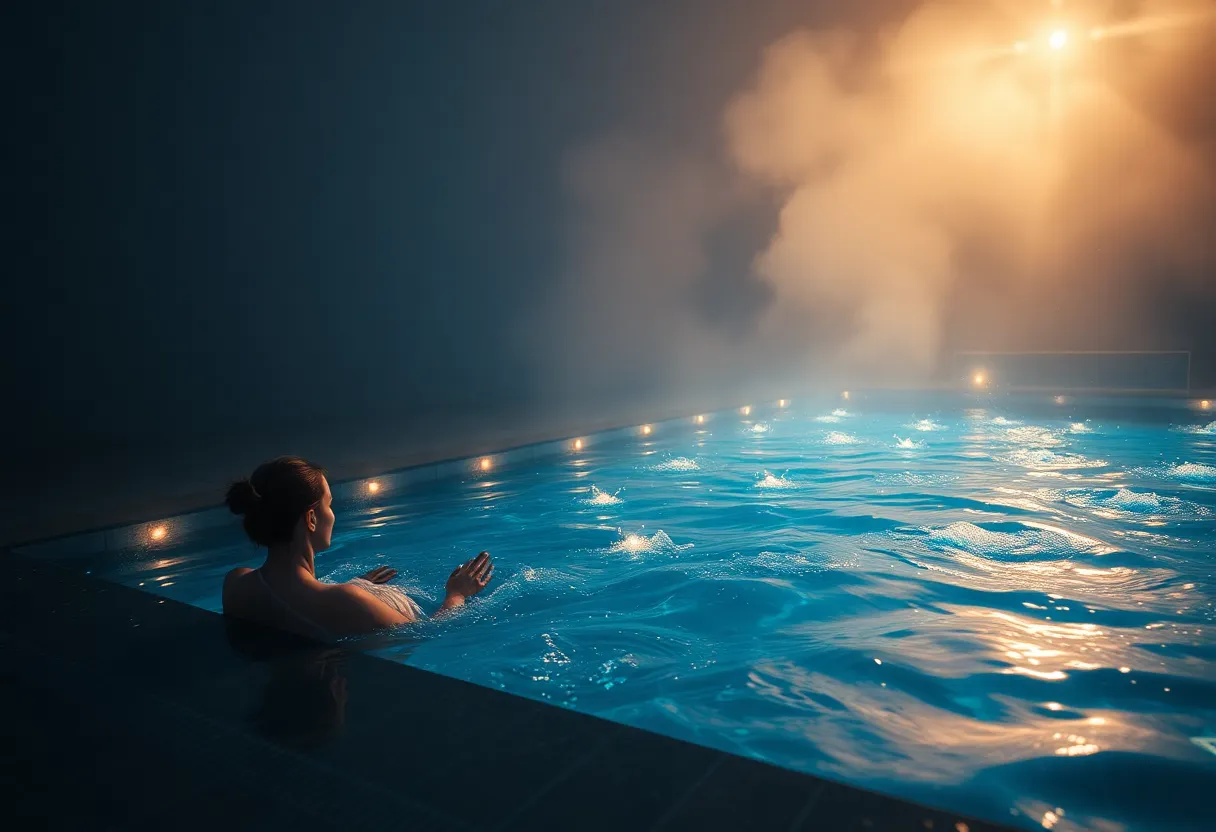 Poster for The Deep End film showcasing a mystical pool scene.