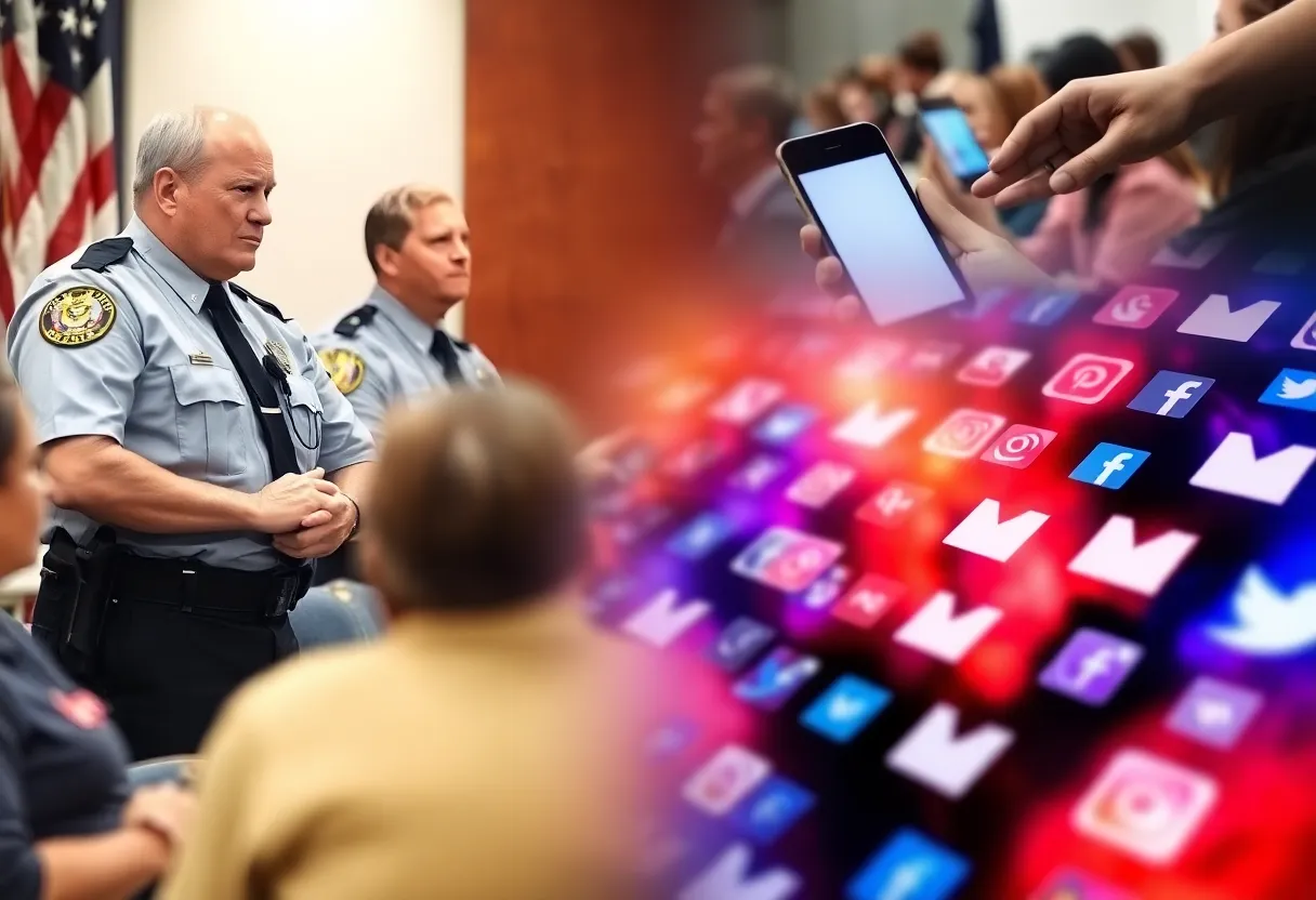 Law enforcement and community members addressing threats against a public figure