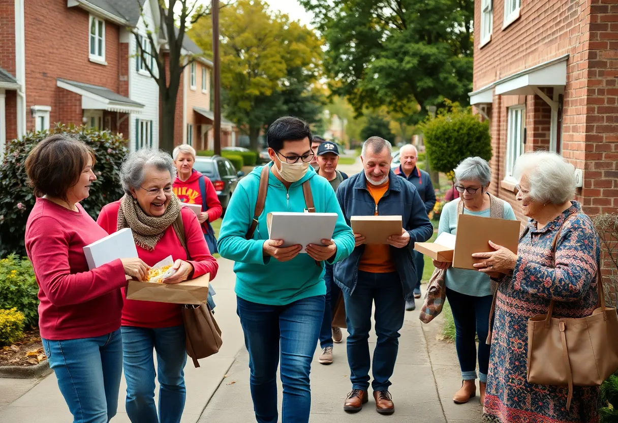 Volunteers delivering nutritious meals to seniors in a community setting.