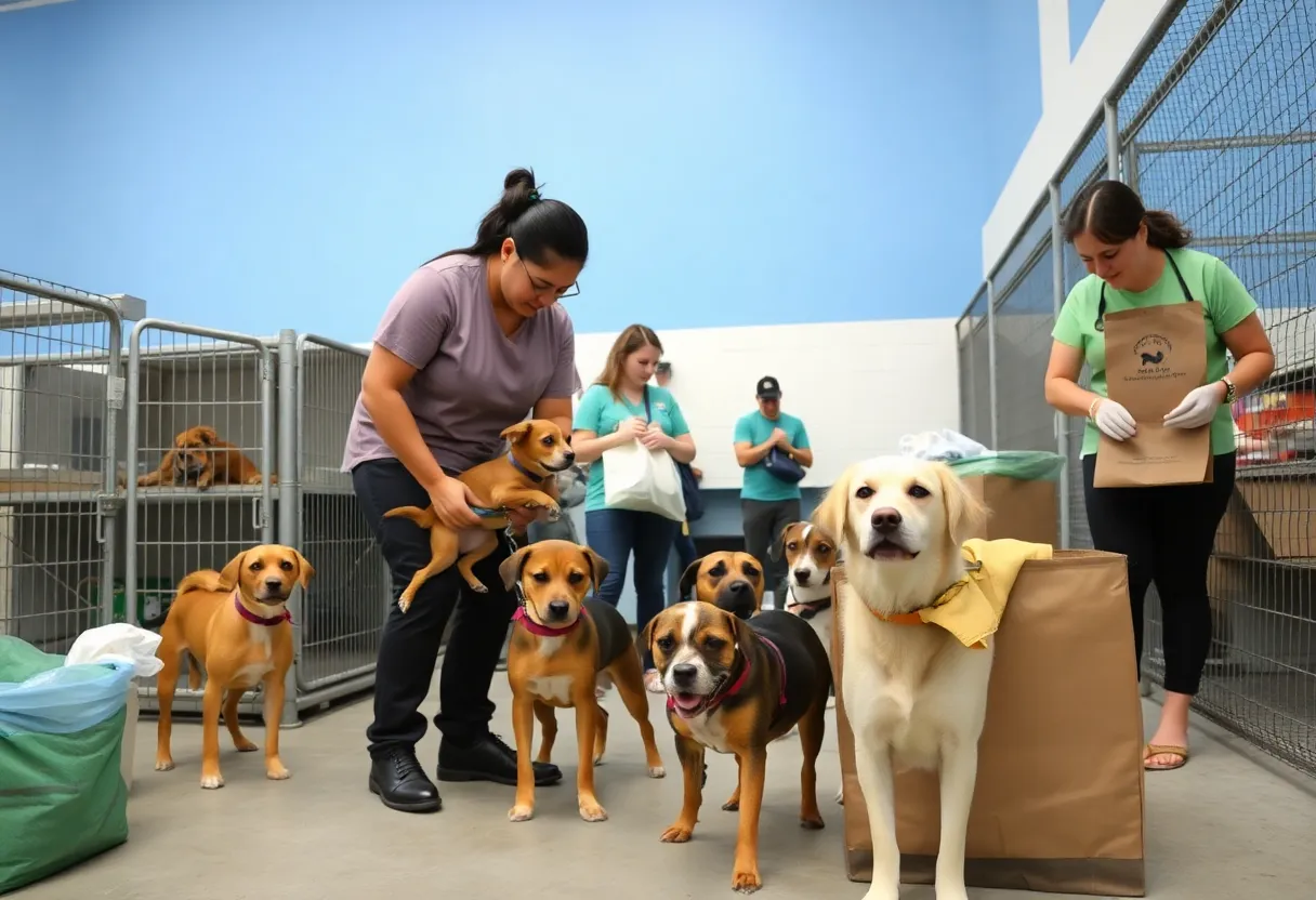 Volunteers helping animals at San Antonio Animal Shelter