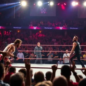 Crowd and wrestlers at WWE Smackdown in San Antonio