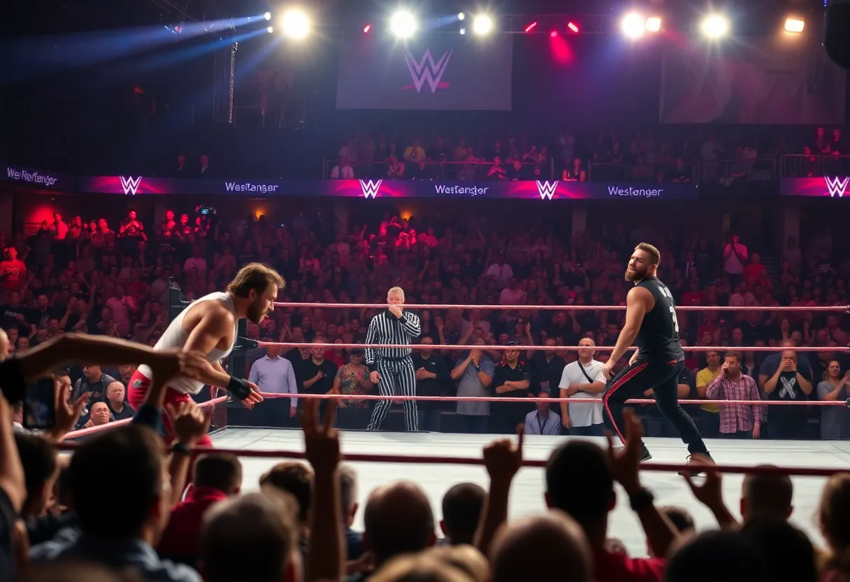 Crowd and wrestlers at WWE Smackdown in San Antonio