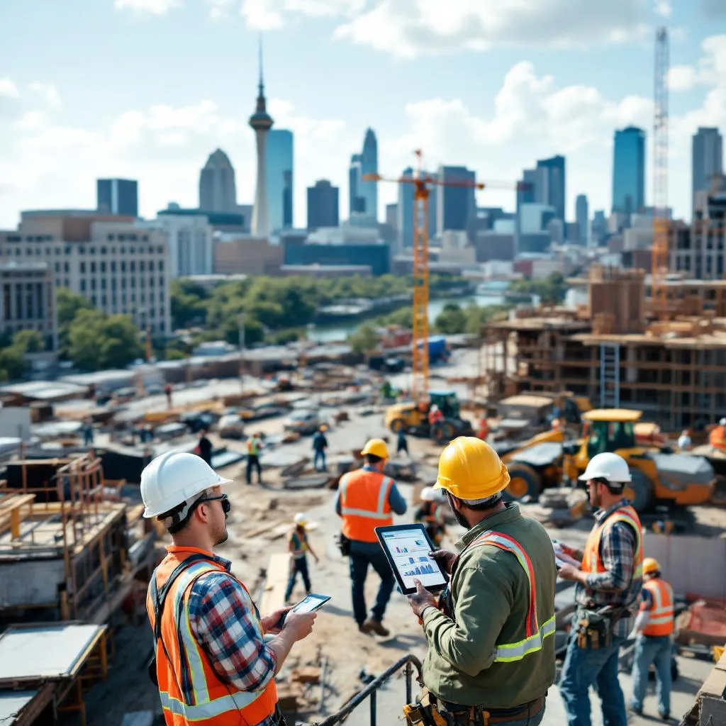 Construction site in San Antonio using the best project management software for contractors.