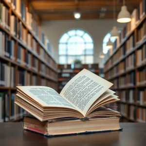 An 82-year-old book displayed in a library.