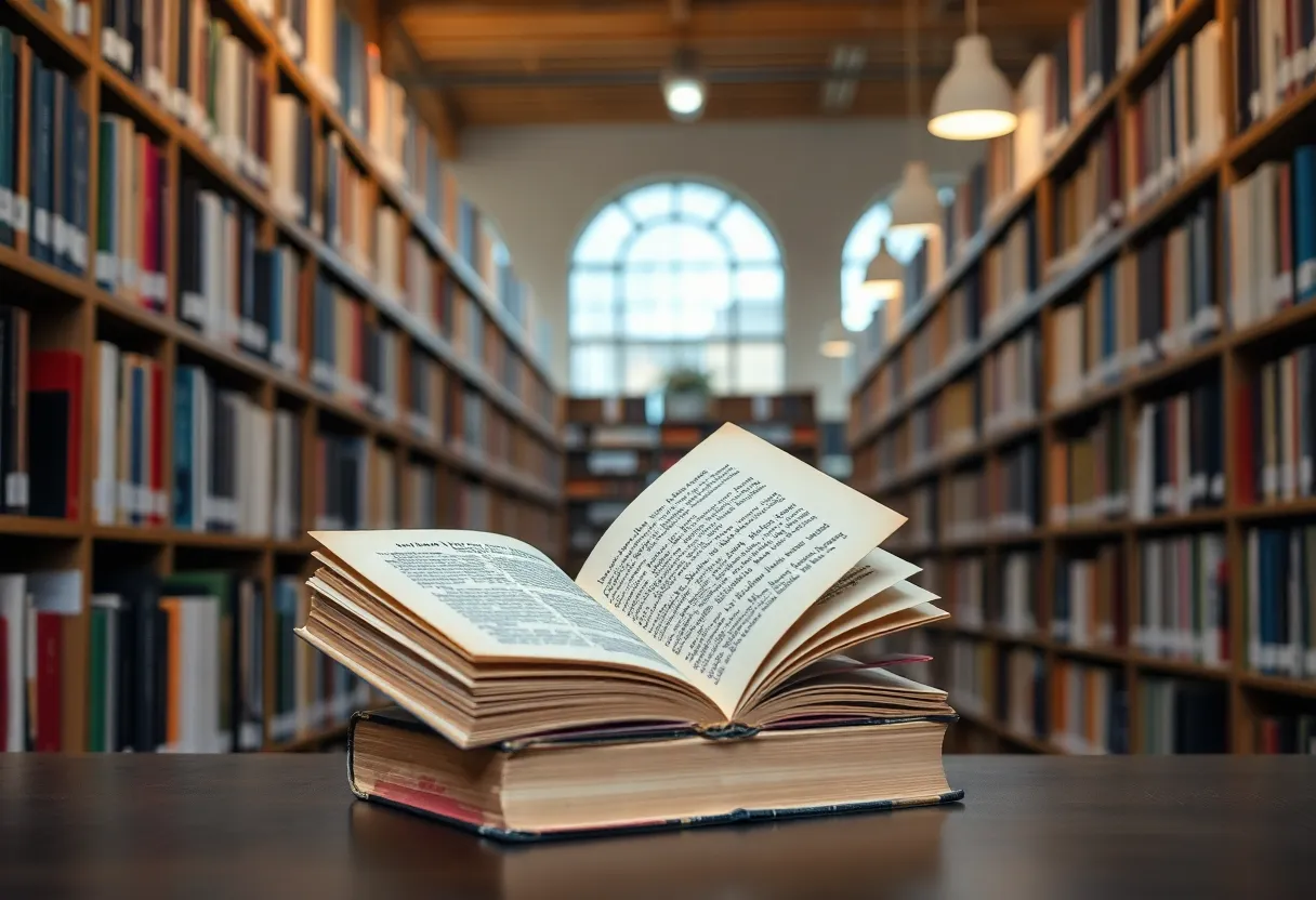 An 82-year-old book displayed in a library.