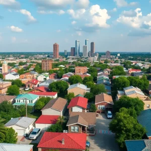 Cityscape of Texas with affordable housing