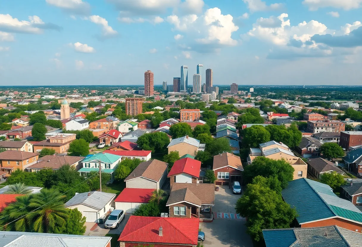 Cityscape of Texas with affordable housing