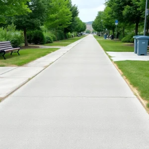 Newly completed Alligator Creek Trail with pedestrians and cyclists