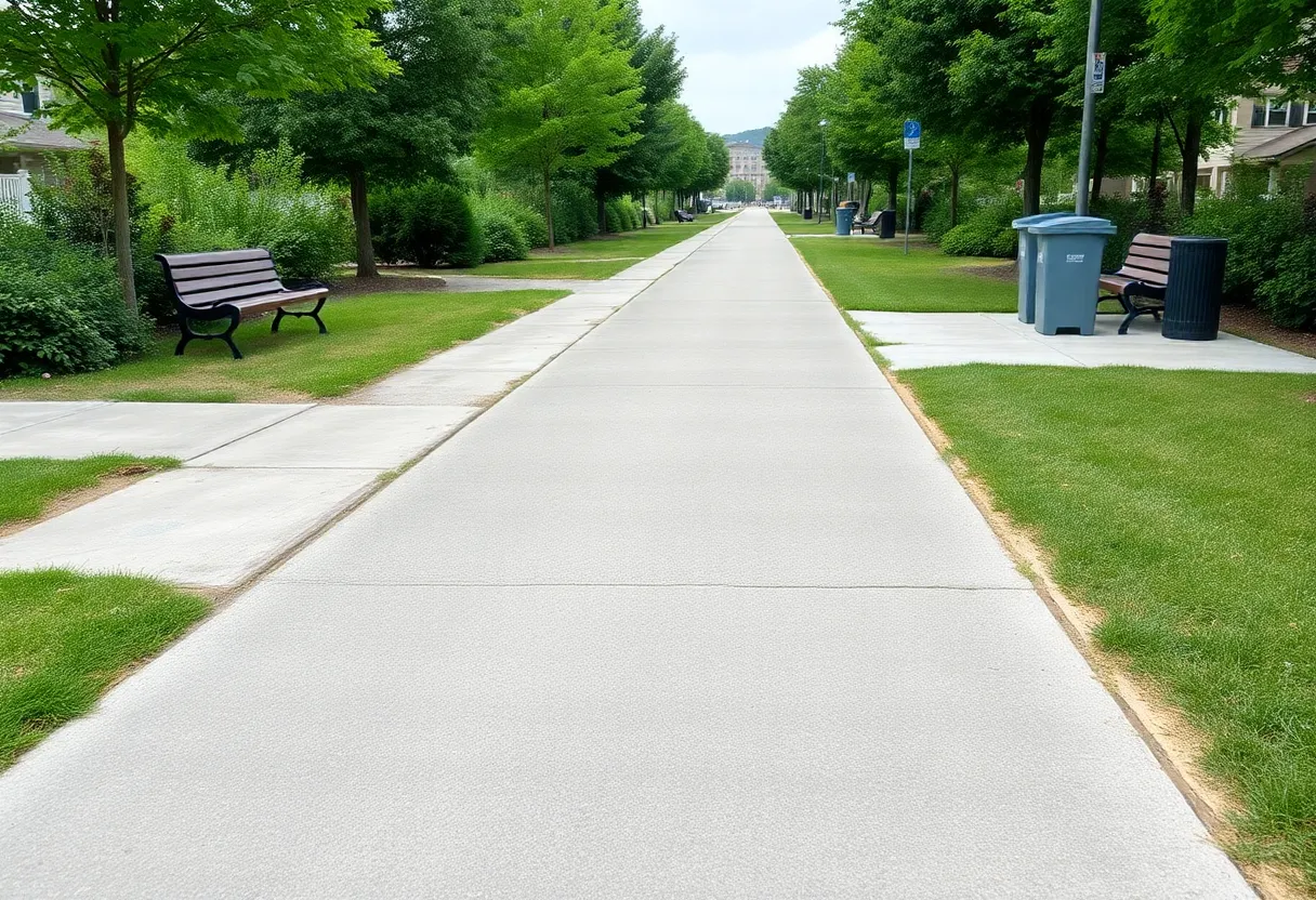 Newly completed Alligator Creek Trail with pedestrians and cyclists