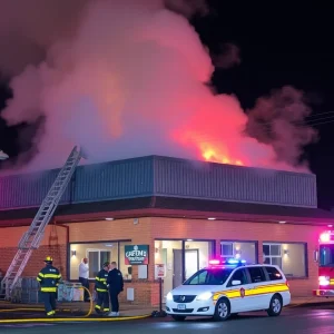 Firefighters contain a kitchen fire at Burger Boy restaurant