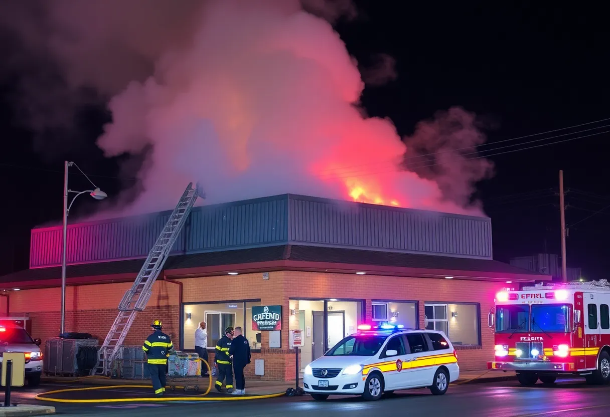 Firefighters contain a kitchen fire at Burger Boy restaurant