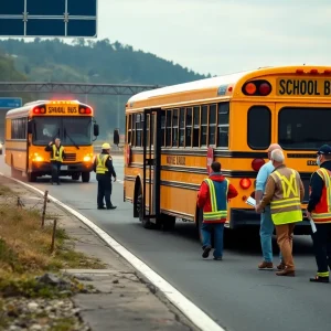 Scene of a bus collision involving North East ISD buses on U.S. Highway 281