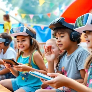 Children enjoying augmented reality activities at Camp Durango.