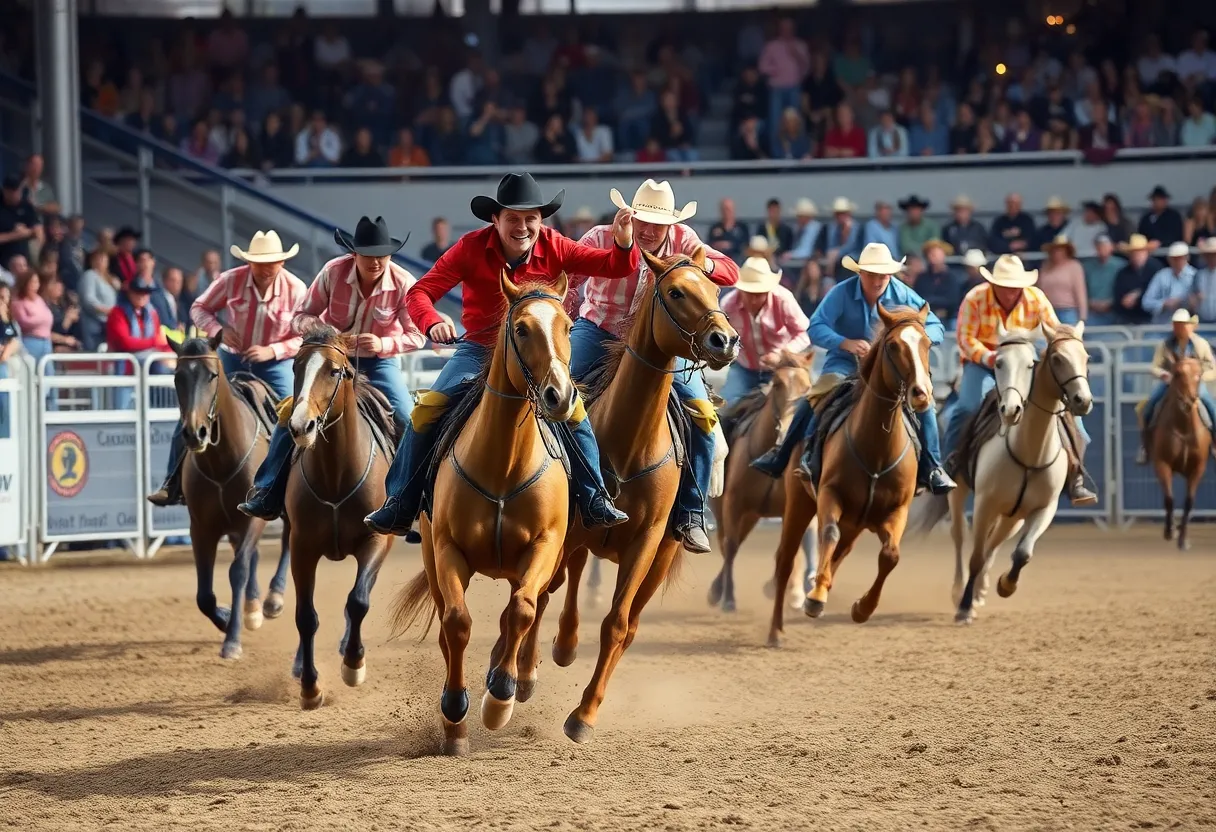 Rodeo competitors in a thrilling team event at Puyallup