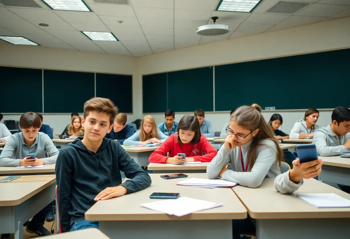 Students engaged in learning without cellphone distractions
