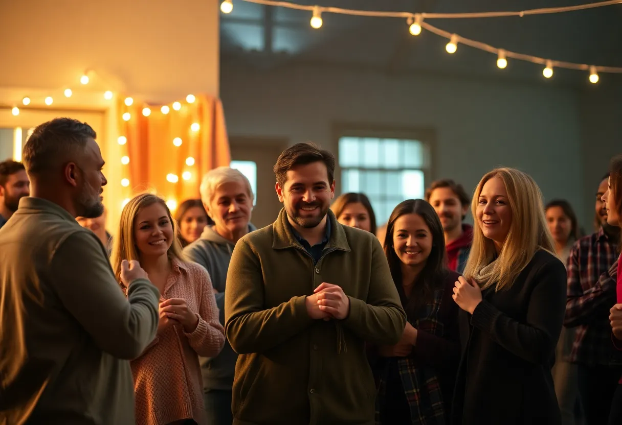 Community members gathering to support a grieving family.