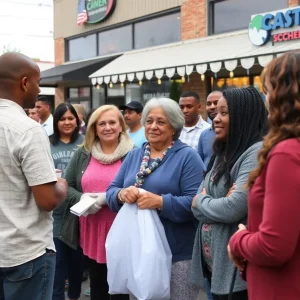 Community members gathering to support a family in need