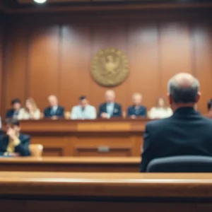 Courtroom scene related to a child abuse trial