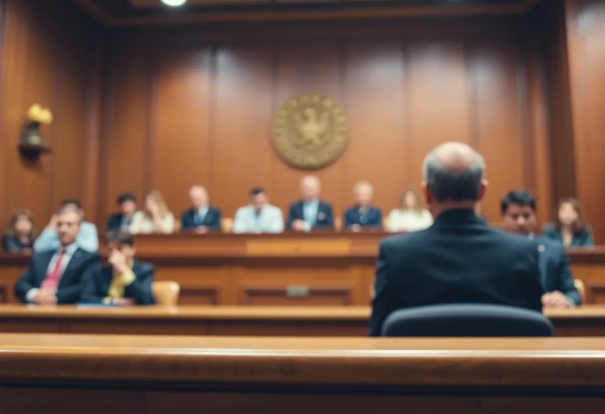 Courtroom scene related to a child abuse trial