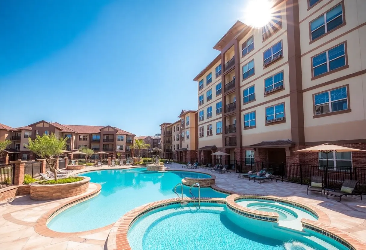 Cove Texas Build-to-Rent community with resort-style pool and lazy river in San Antonio.