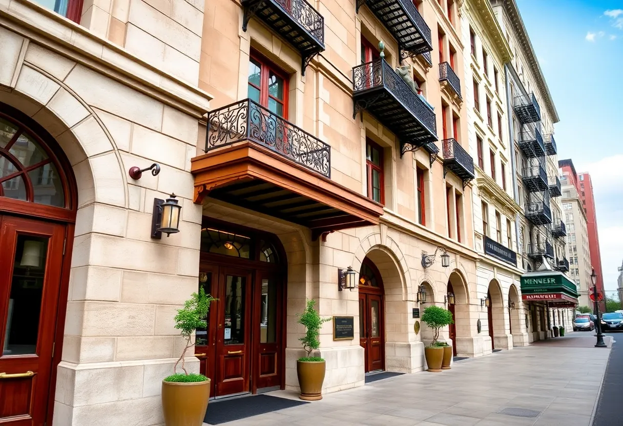 Exterior view of Crockett and Menger Hotels in San Antonio