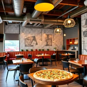 Interior of Crust Pizza Co. restaurant in Cibolo with modern design