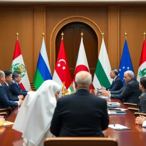 Diplomatic meeting discussing ceasefire