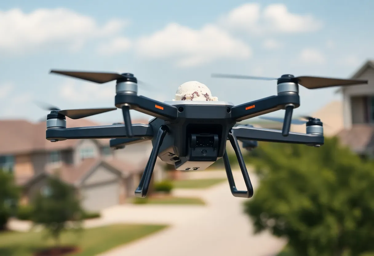 Drone Delivering Ice Cream in Texas