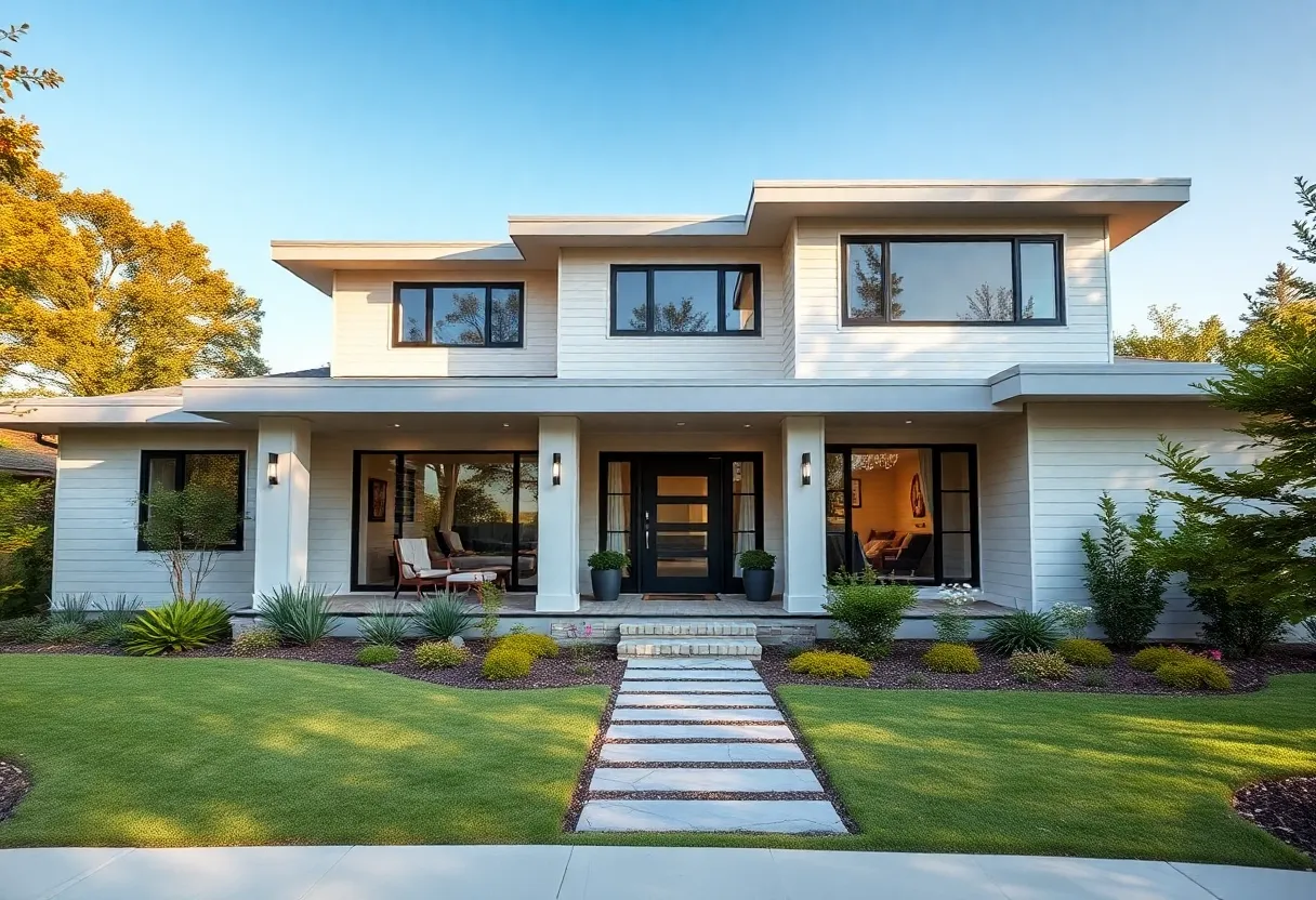 Exterior view of the renovated grand prize home in San Antonio