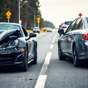 Scene of a high-speed collision with wrecked vehicles on Fischer Road.