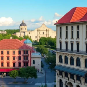 Menger and Crockett Hotels next to the Alamo in San Antonio