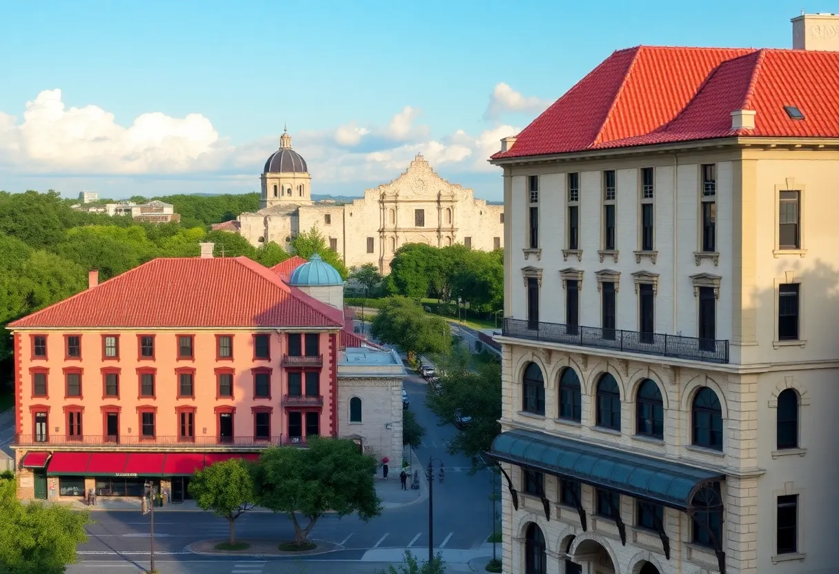 Menger and Crockett Hotels next to the Alamo in San Antonio