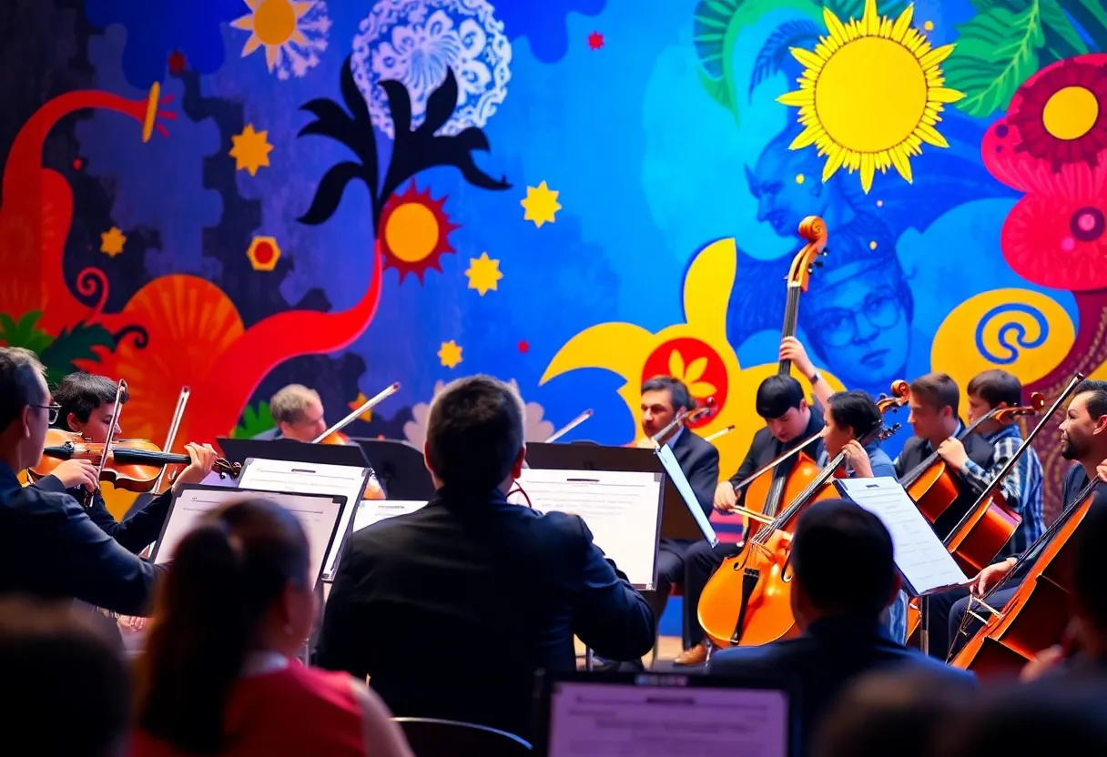 Orchestra performing in tribute to Juan Gabriel