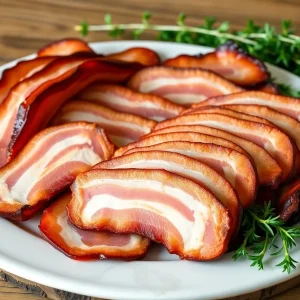 Platter of Oak Smoked Bacon from Klein Smokehaus