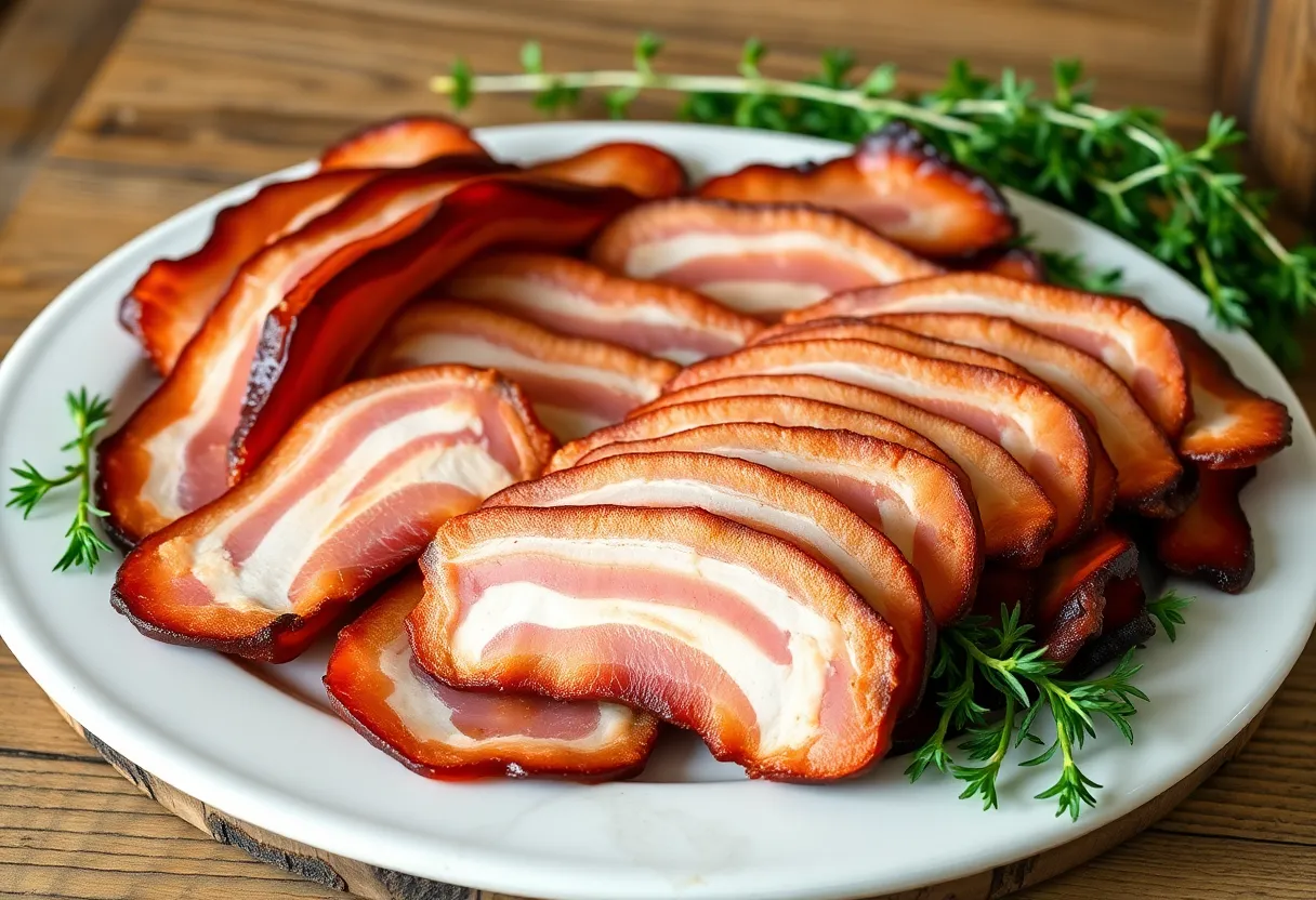 Platter of Oak Smoked Bacon from Klein Smokehaus