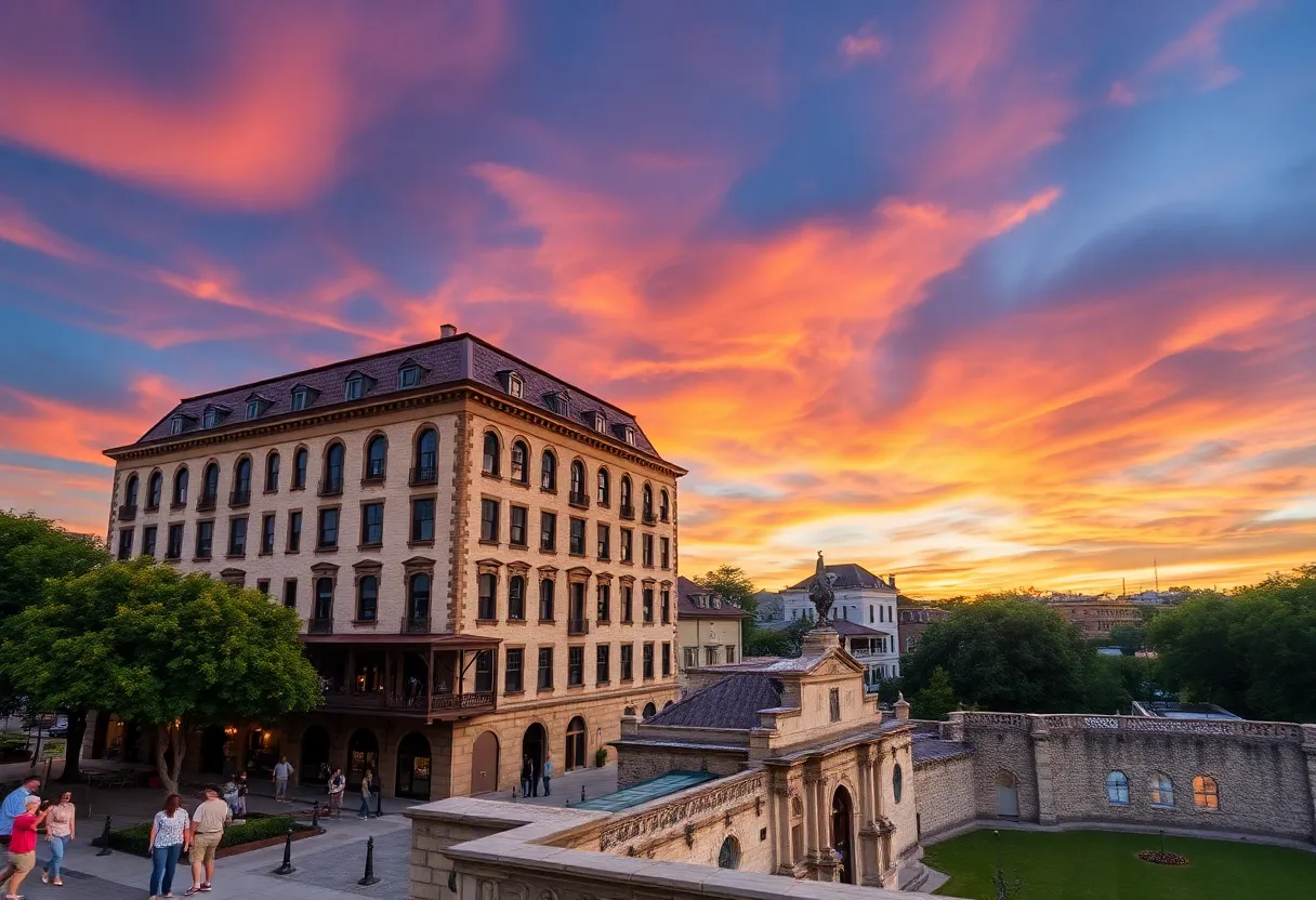 Historic Menger and Crockett Hotels adjacent to the Alamo