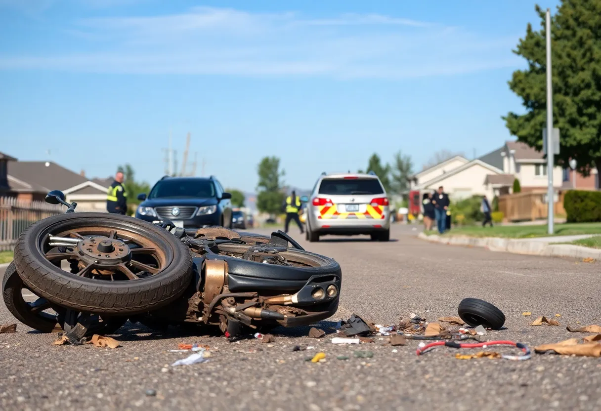 Emergency responders at a motorcycle accident scene in San Antonio