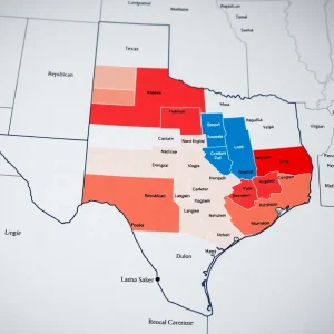 Map of newly approved congressional districts in Texas