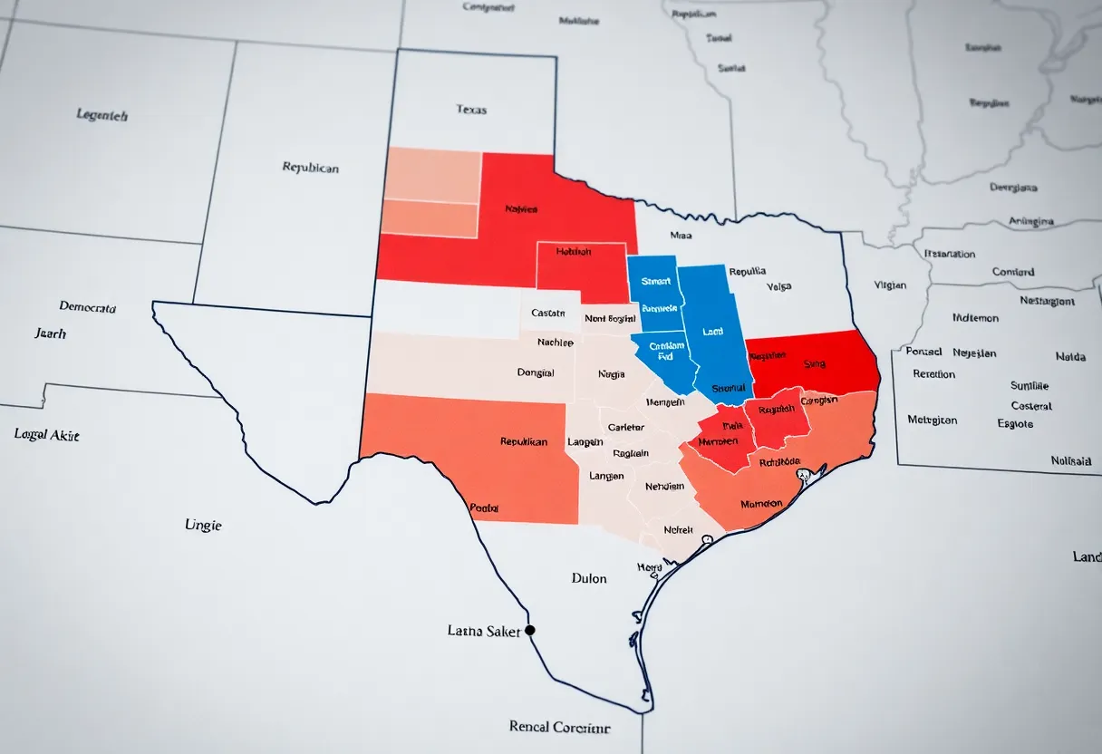 Map of newly approved congressional districts in Texas