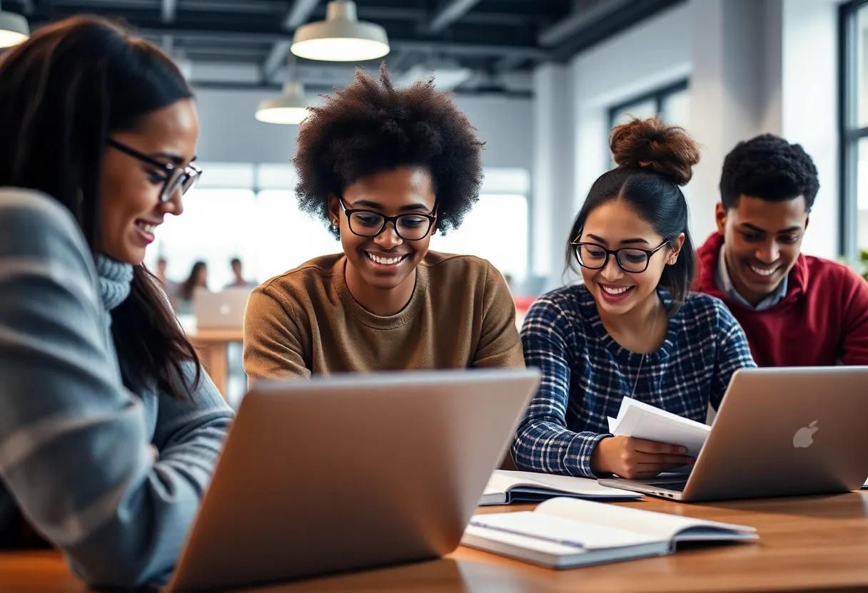 Students participating in online leadership education