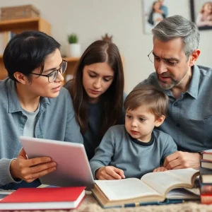 A parent and child discussing education options