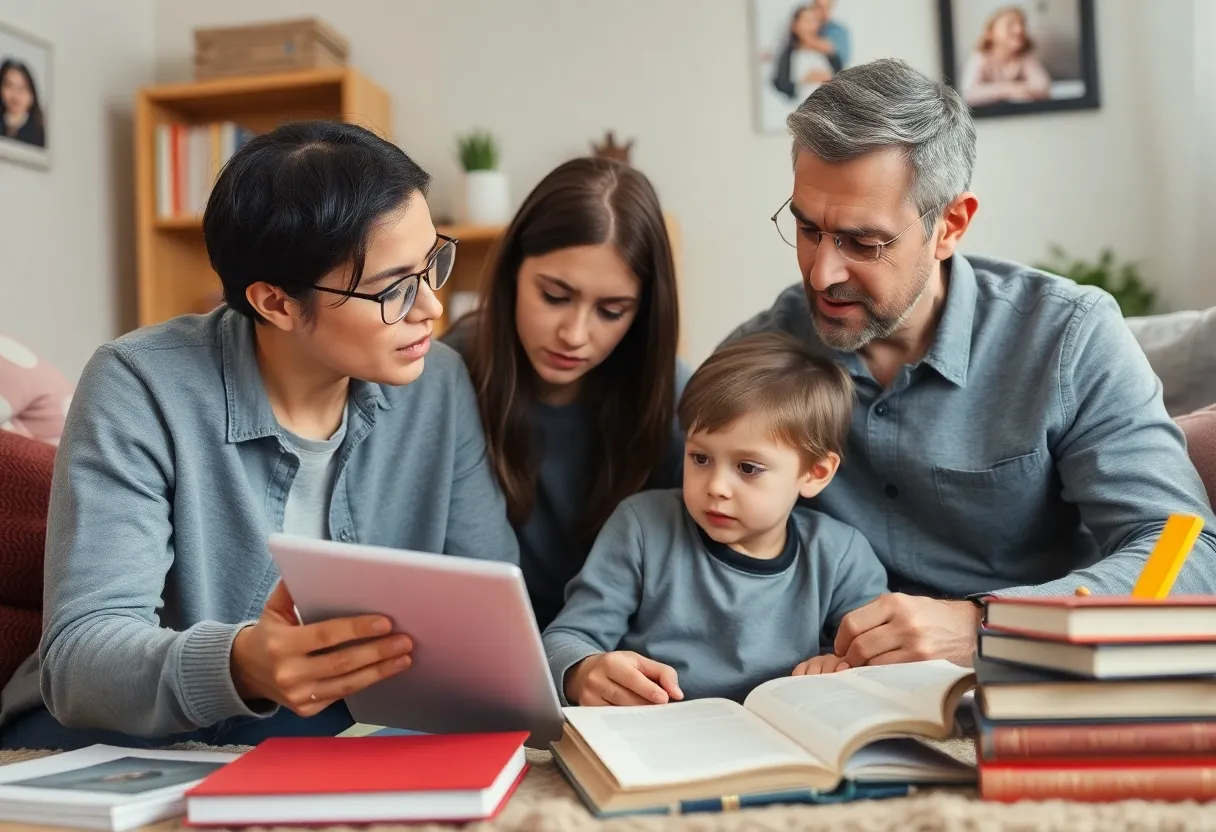 A parent and child discussing education options
