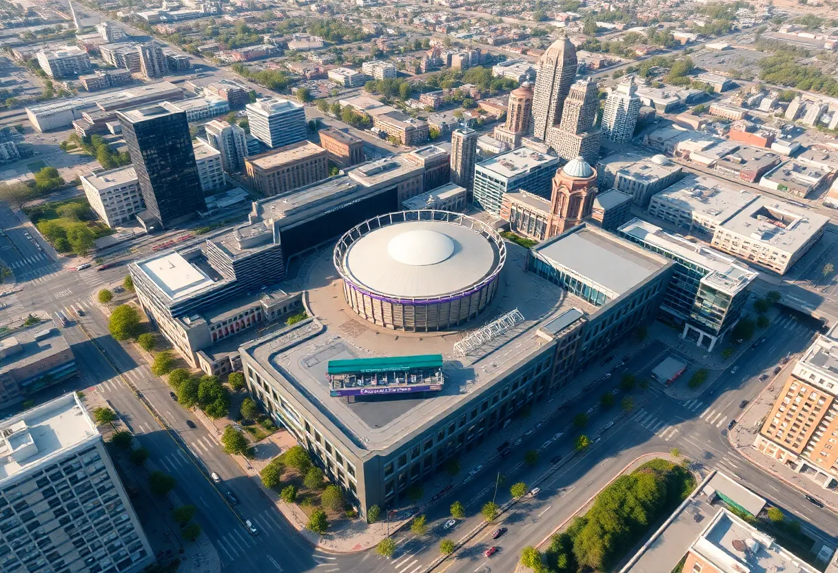 Proposed project layout of the new arena and entertainment district in San Antonio