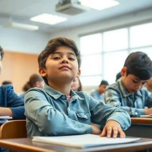 Students in a classroom dealing with HVAC discomfort.
